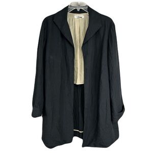 Coldwater Creek 100% Linen Jacket Sz 18 Open Front Lagenlook Casual Career Black